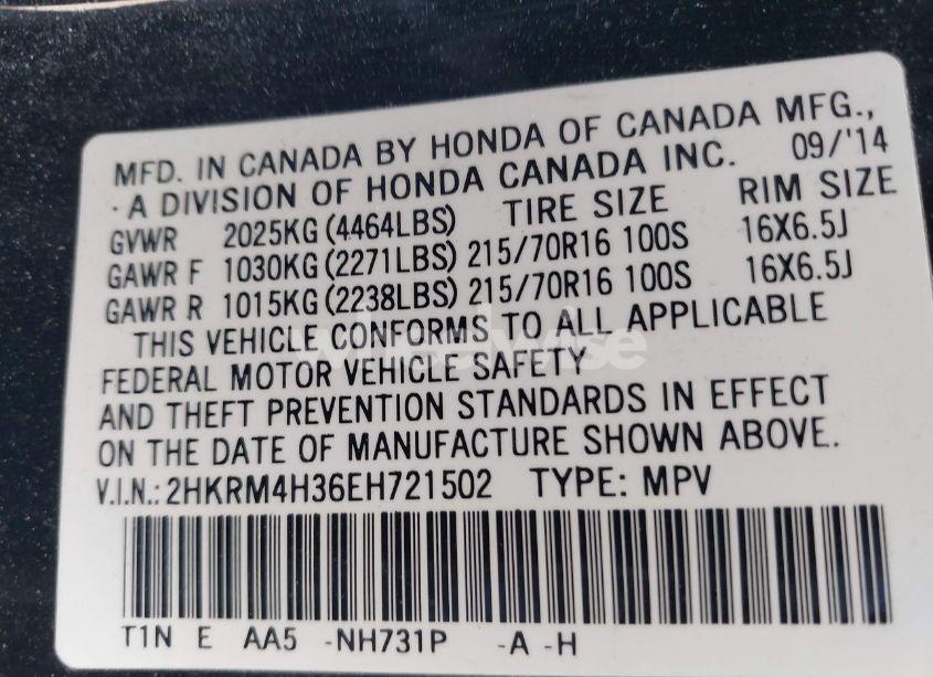 Photo 9 of 2014 Honda Cr-v LX (VIN 2HKRM4H36EH721502)