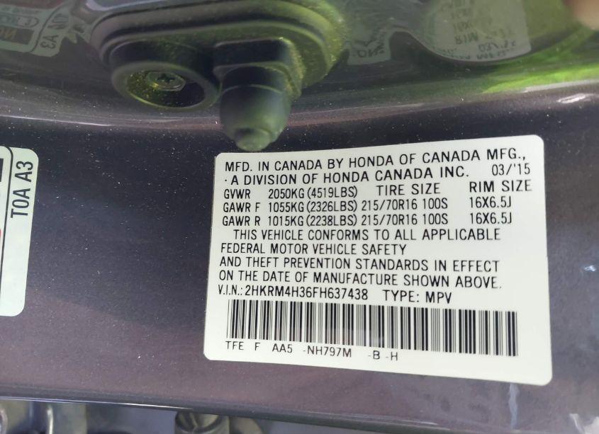 Photo 9 of 2015 Honda Cr-v LX (VIN 2HKRM4H36FH637438)