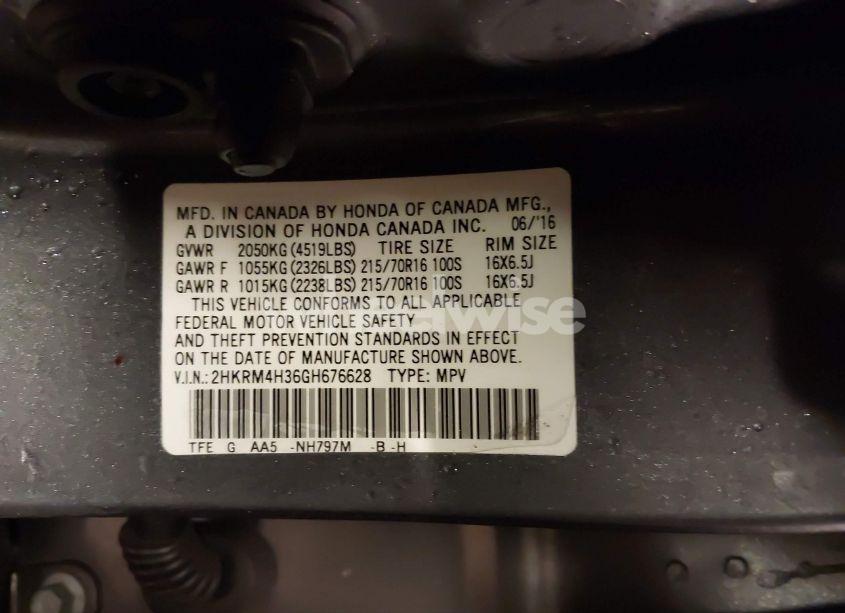 Photo 9 of 2016 Honda Cr-v LX (VIN 2HKRM4H36GH676628)