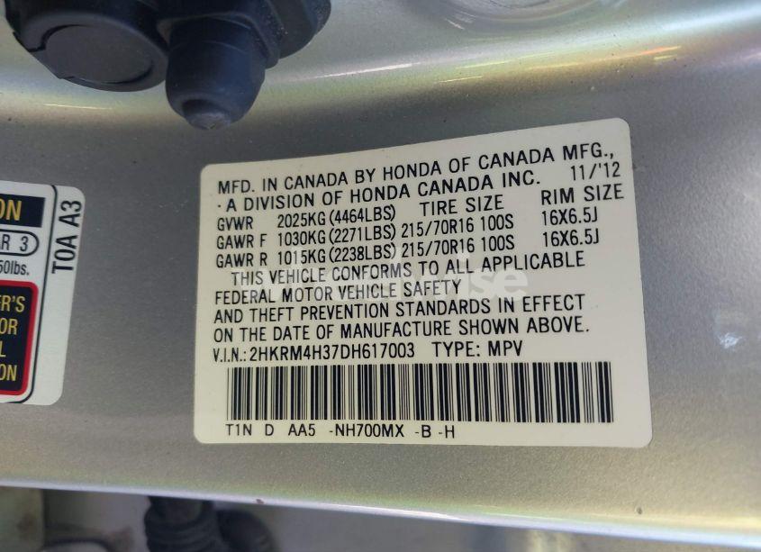 Photo 9 of 2013 Honda Cr-v LX (VIN 2HKRM4H37DH617003)