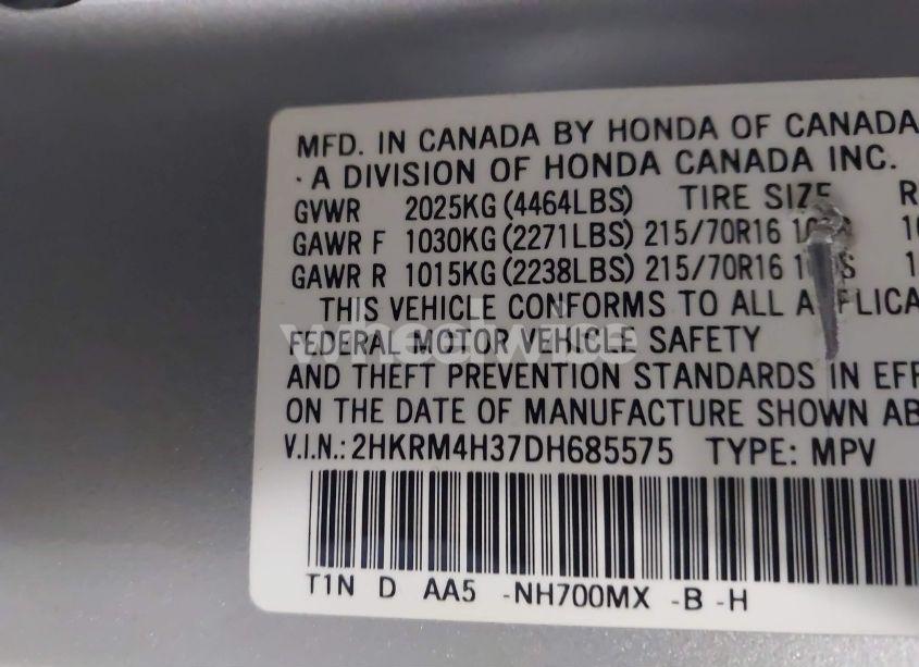 Photo 9 of 2013 Honda Cr-v LX (VIN 2HKRM4H37DH685575)