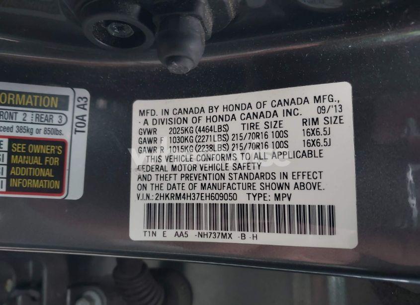 Photo 9 of 2014 Honda Cr-v LX (VIN 2HKRM4H37EH609050)