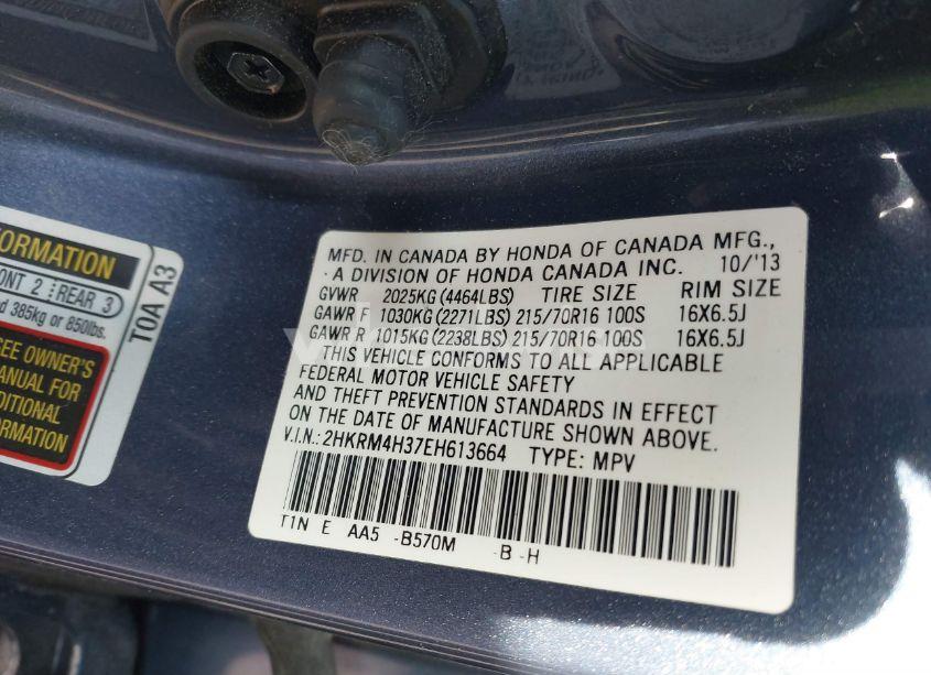 Photo 9 of 2014 Honda Cr-v LX (VIN 2HKRM4H37EH613664)