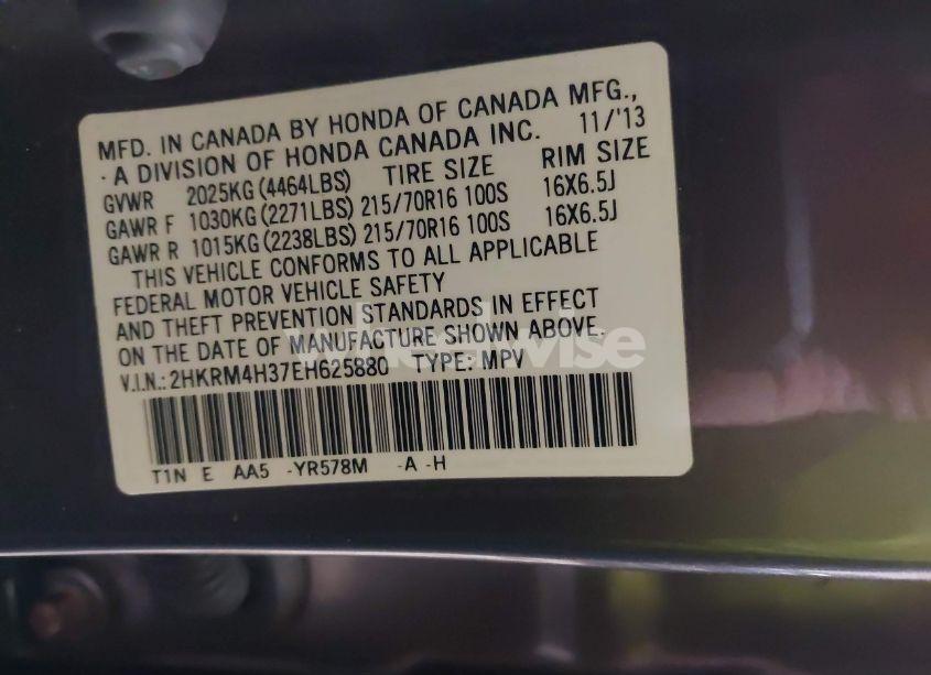 Photo 9 of 2014 Honda Cr-v LX (VIN 2HKRM4H37EH625880)