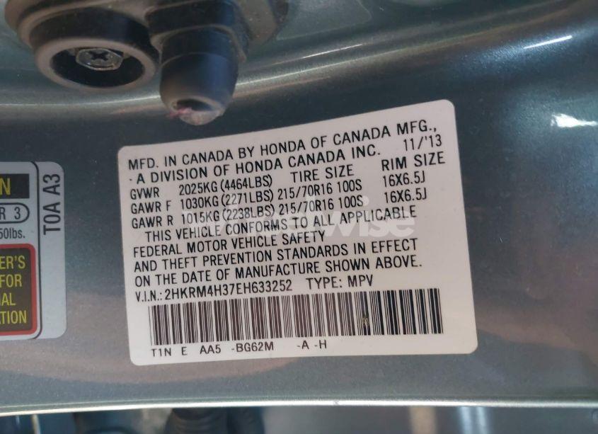 Photo 9 of 2014 Honda Cr-v LX (VIN 2HKRM4H37EH633252)