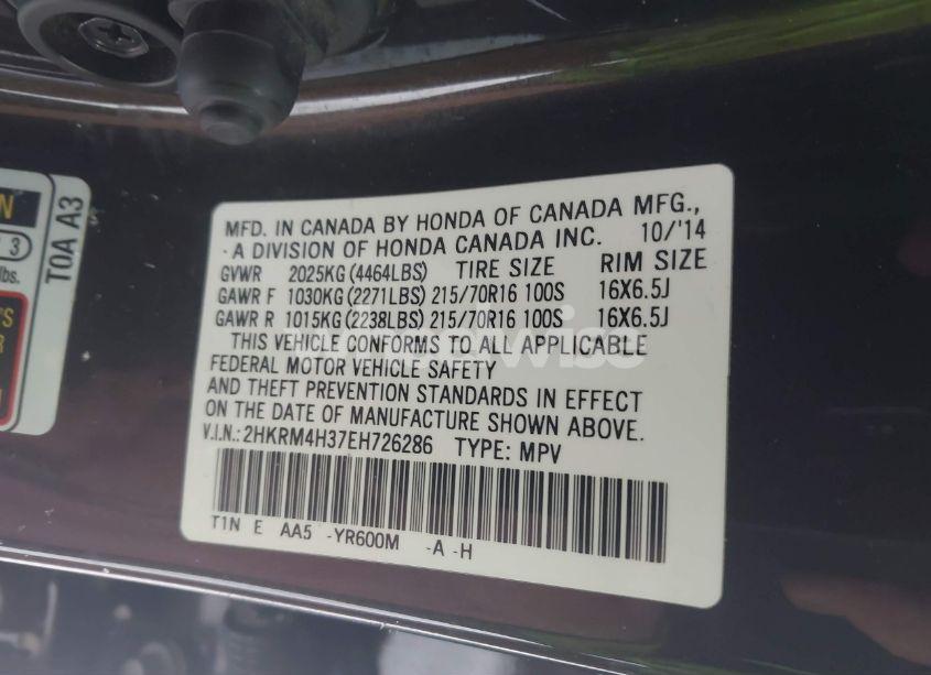 Photo 9 of 2014 Honda Cr-v LX (VIN 2HKRM4H37EH726286)