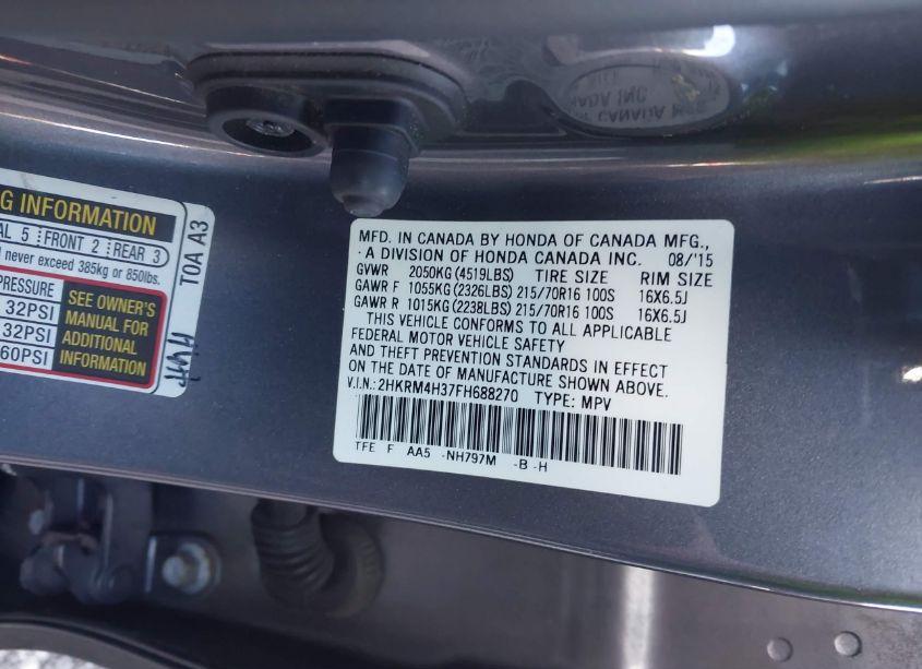 Photo 9 of 2015 Honda Cr-v LX (VIN 2HKRM4H37FH688270)