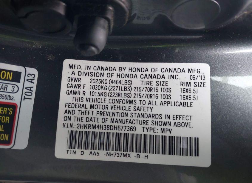 Photo 9 of 2013 Honda Cr-v LX (VIN 2HKRM4H38DH677369)