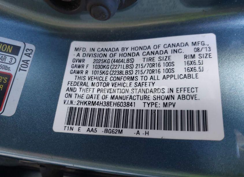 Photo 9 of 2014 Honda Cr-v LX (VIN 2HKRM4H38EH603841)