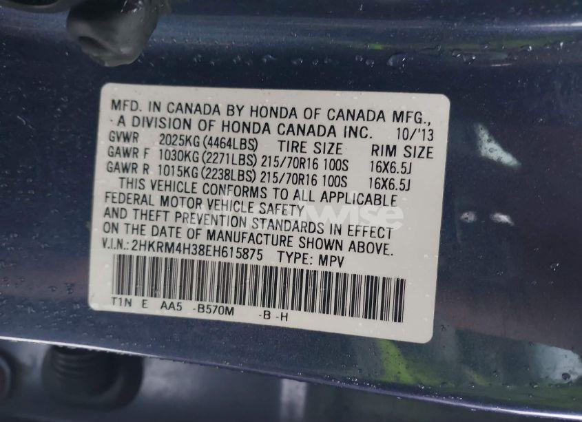 Photo 9 of 2014 Honda Cr-v LX (VIN 2HKRM4H38EH615875)