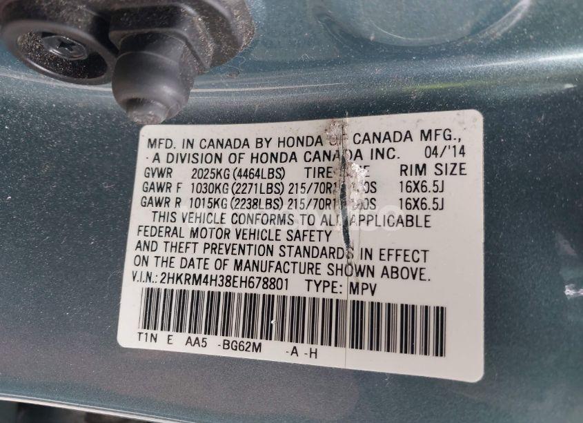 Photo 9 of 2014 Honda Cr-v LX (VIN 2HKRM4H38EH678801)