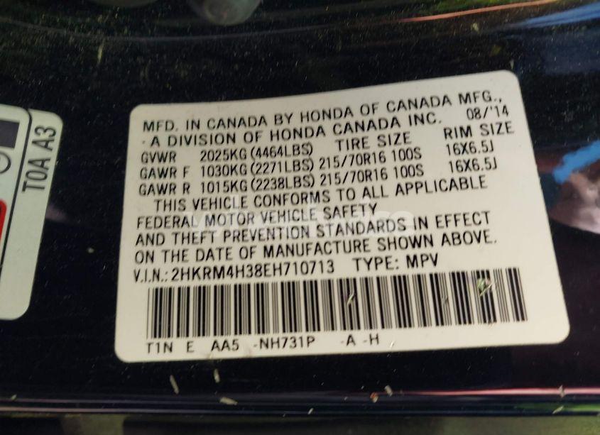 Photo 9 of 2014 Honda Cr-v LX (VIN 2HKRM4H38EH710713)