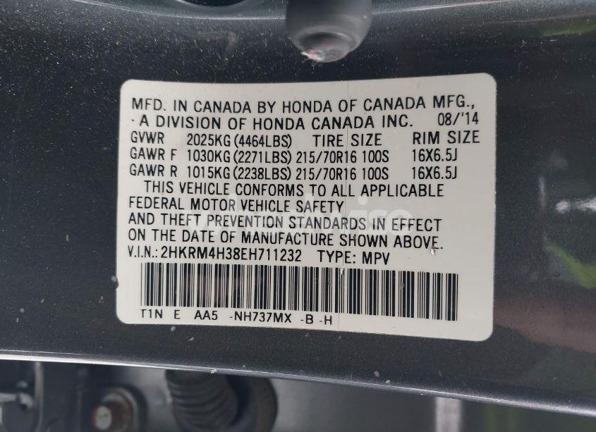 Photo 9 of 2014 Honda Cr-v LX (VIN 2HKRM4H38EH711232)