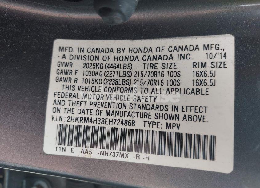 Photo 9 of 2014 Honda Cr-v LX (VIN 2HKRM4H38EH724868)
