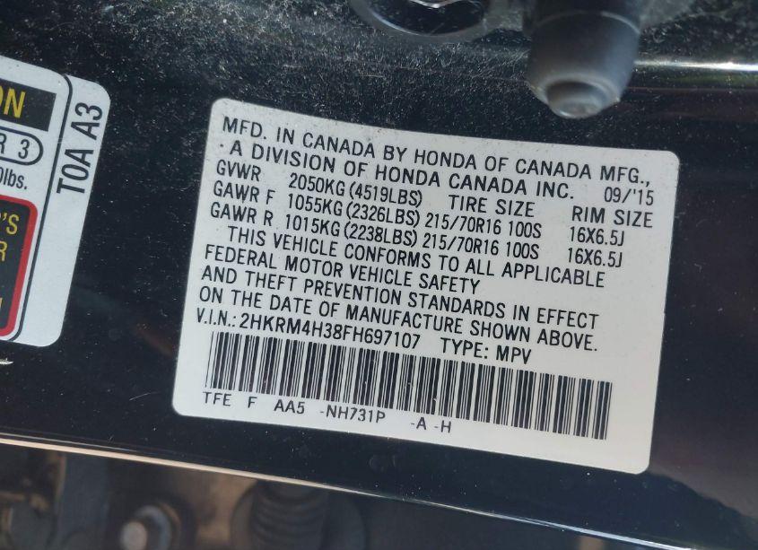 Photo 9 of 2015 Honda Cr-v LX (VIN 2HKRM4H38FH697107)