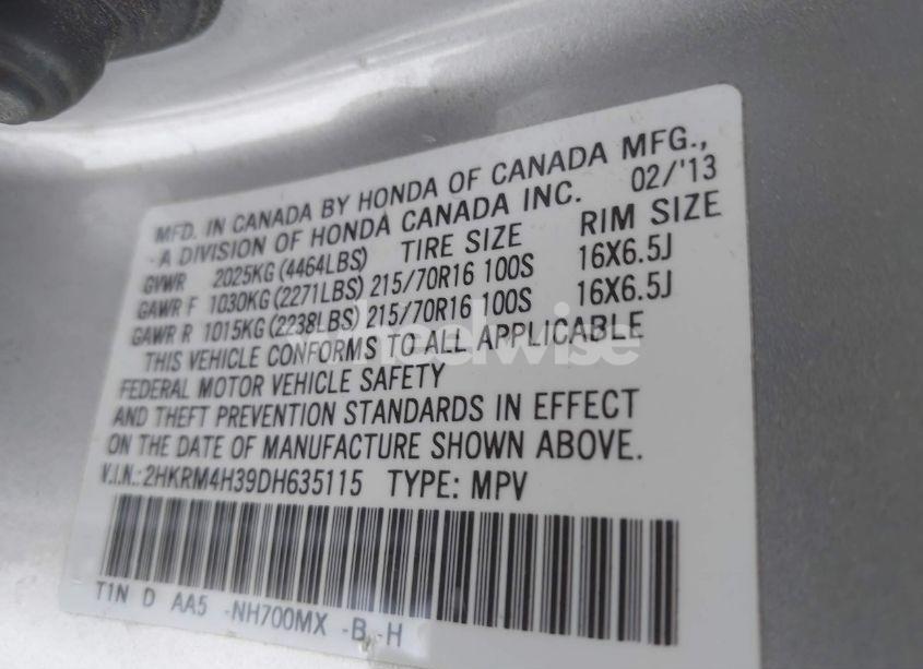 Photo 9 of 2013 Honda Cr-v LX (VIN 2HKRM4H39DH635115)