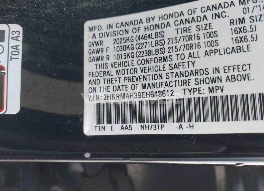 Photo 9 of 2014 Honda Cr-v LX (VIN 2HKRM4H39EH648612)