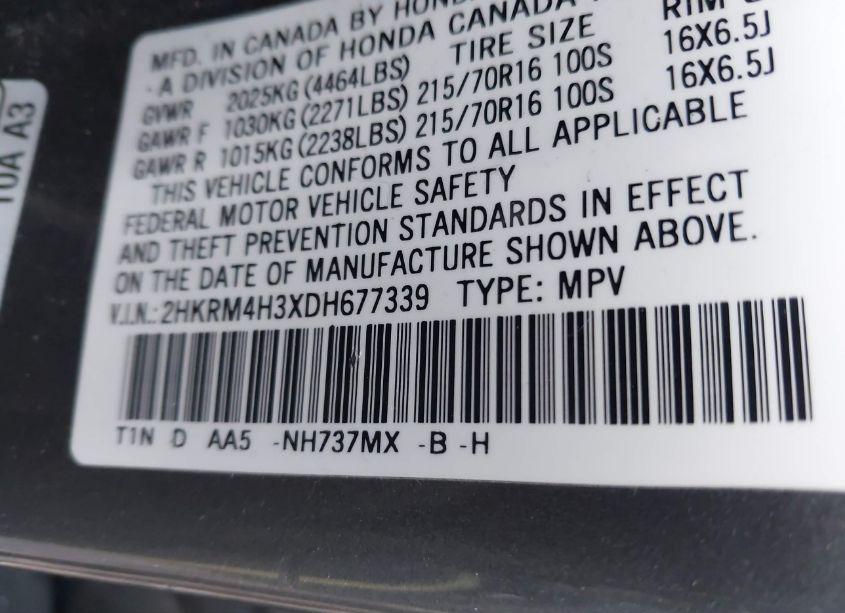 Photo 9 of 2013 Honda Cr-v LX (VIN 2HKRM4H3XDH677339)