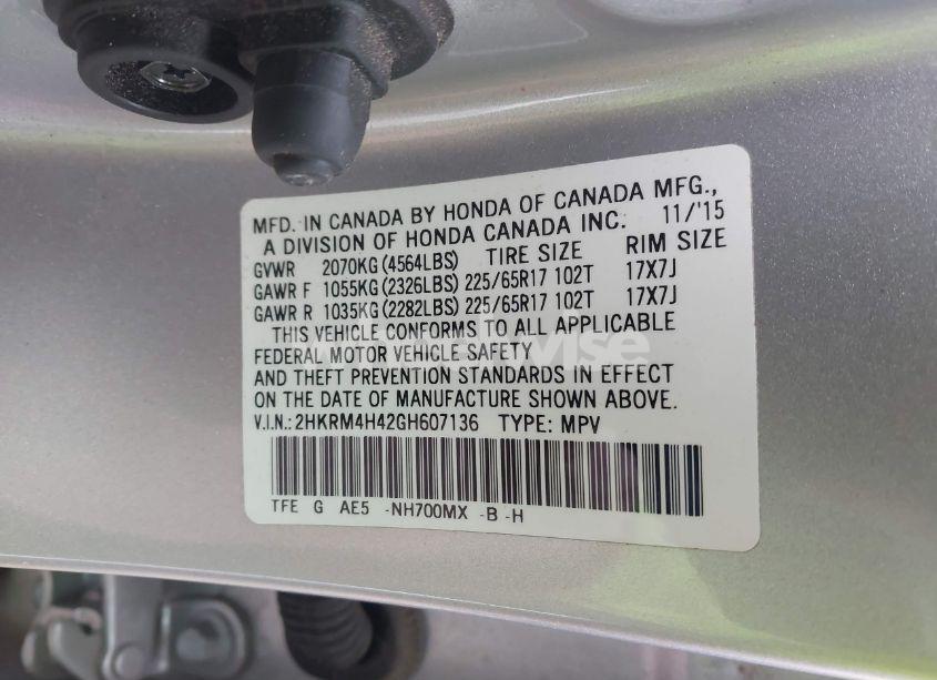 Photo 9 of 2016 Honda Cr-v SE (VIN 2HKRM4H42GH607136)