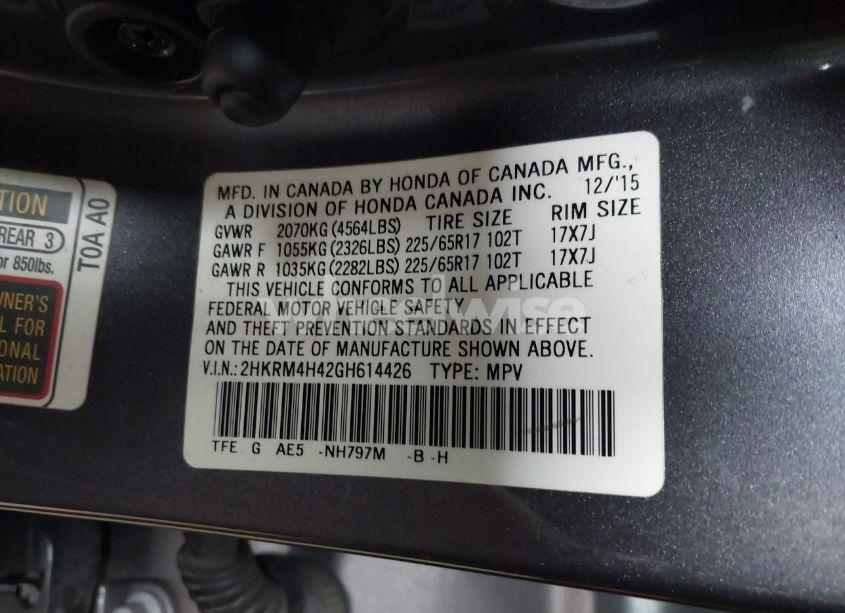 Photo 9 of 2016 Honda Cr-v SE (VIN 2HKRM4H42GH614426)