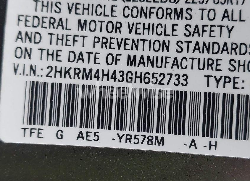 Photo 9 of 2016 Honda Cr-v SE (VIN 2HKRM4H43GH652733)