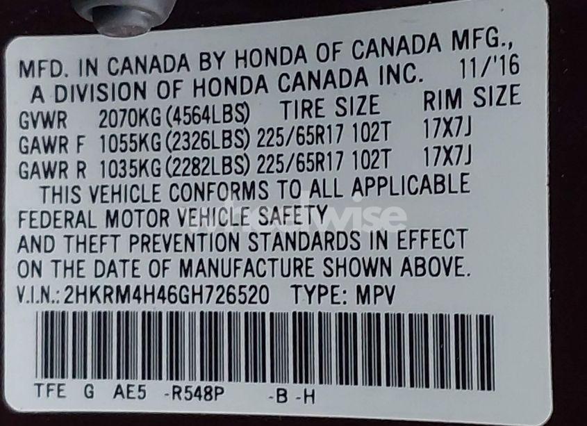 Photo 9 of 2016 Honda Cr-v SE (VIN 2HKRM4H46GH726520)