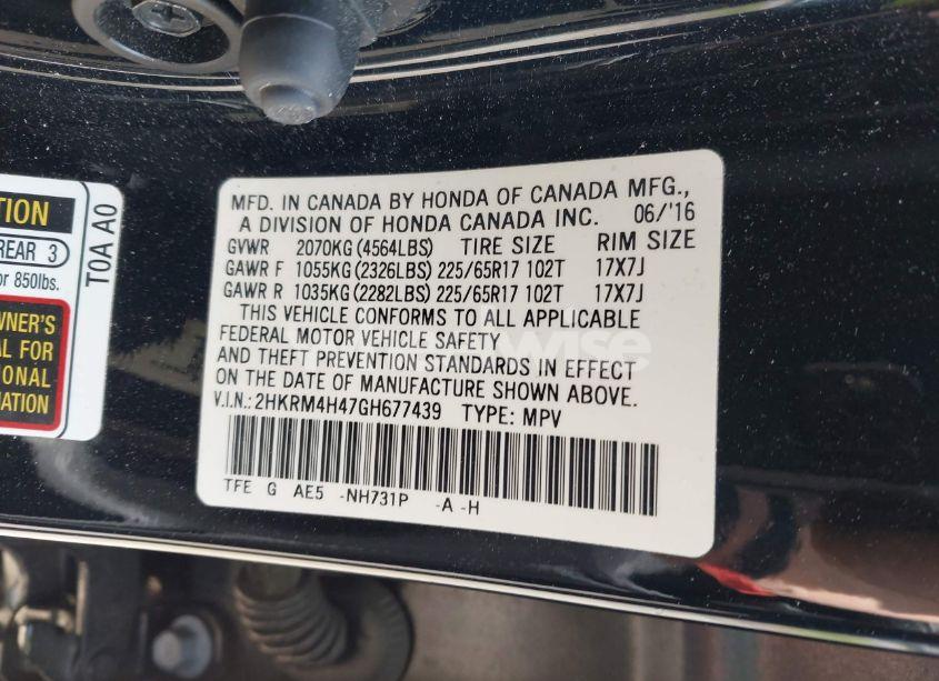 Photo 9 of 2016 Honda Cr-v SE (VIN 2HKRM4H47GH677439)