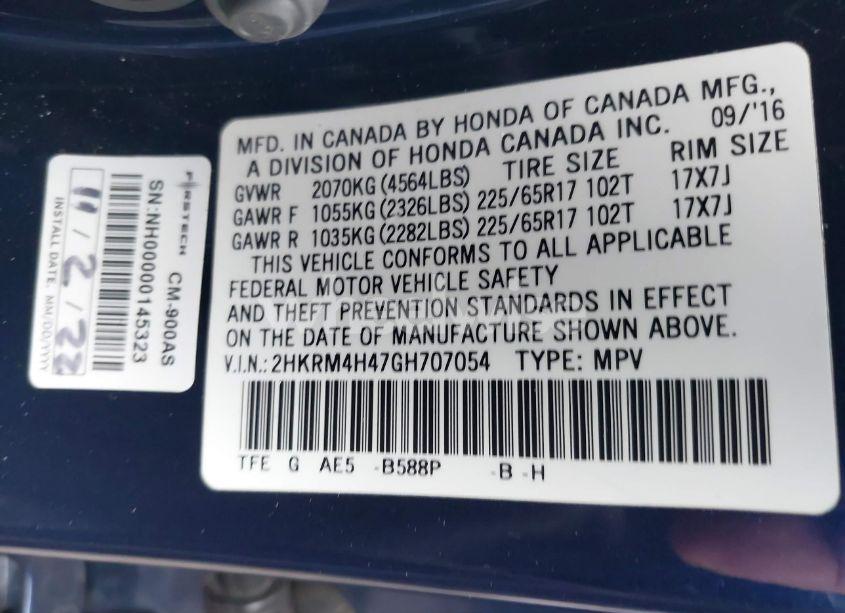 Photo 9 of 2016 Honda Cr-v SE (VIN 2HKRM4H47GH707054)