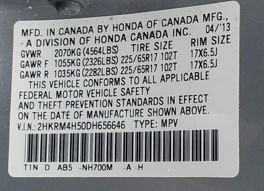 Photo 9 of 2013 Honda Cr-v EX (VIN 2HKRM4H50DH656646)