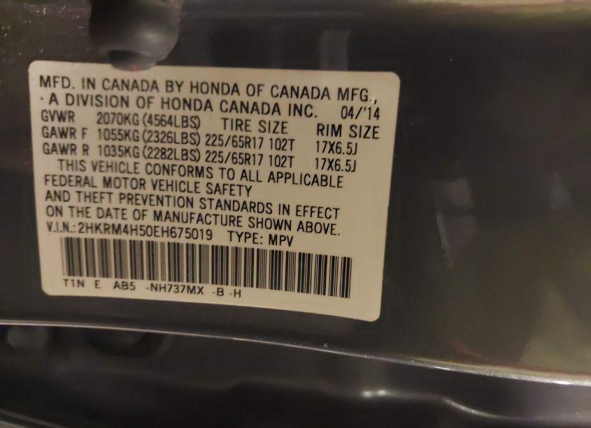 Photo 9 of 2014 Honda Cr-v EX (VIN 2HKRM4H50EH675019)