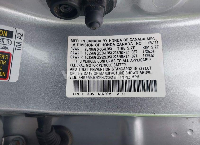 Photo 9 of 2014 Honda Cr-v EX (VIN 2HKRM4H50EH720816)