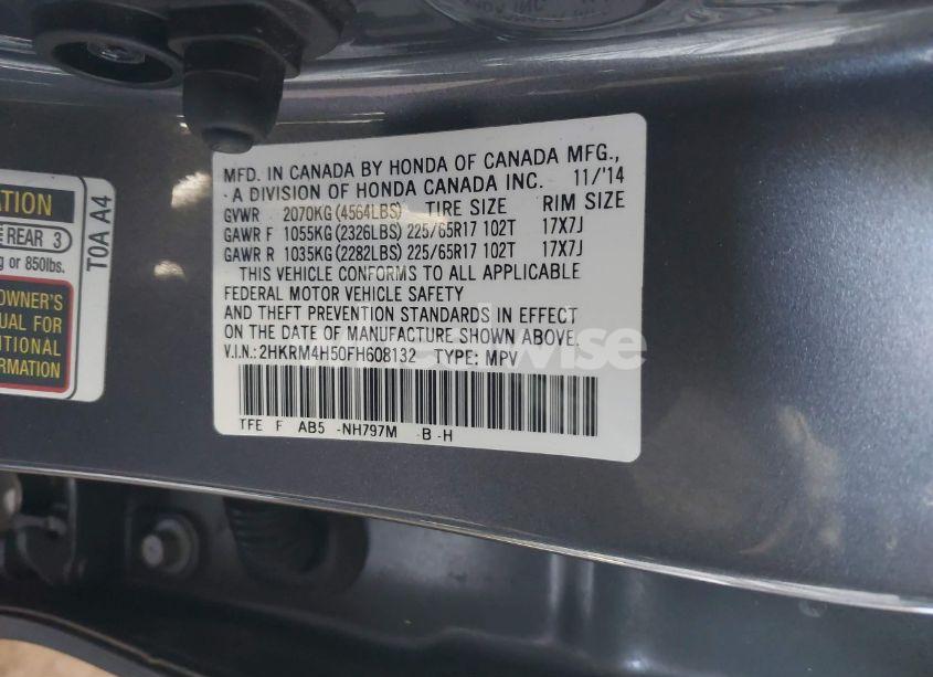 Photo 9 of 2015 Honda Cr-v EX (VIN 2HKRM4H50FH608132)
