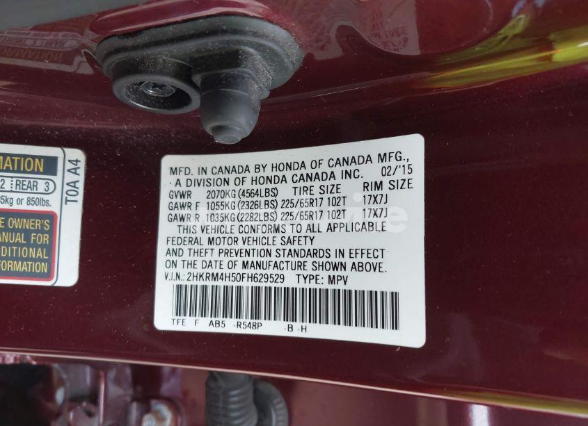 Photo 9 of 2015 Honda Cr-v EX (VIN 2HKRM4H50FH629529)