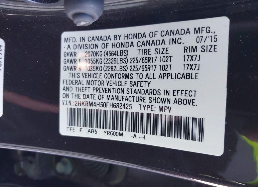 Photo 9 of 2015 Honda Cr-v EX (VIN 2HKRM4H50FH682425)