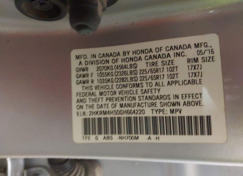 Photo 9 of 2016 Honda Cr-v EX (VIN 2HKRM4H50GH664220)