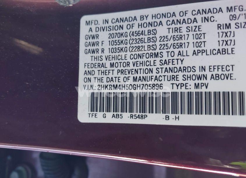 Photo 9 of 2016 Honda Cr-v EX (VIN 2HKRM4H50GH705896)