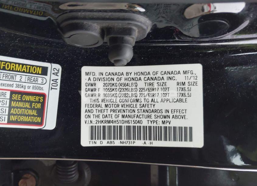 Photo 9 of 2013 Honda Cr-v EX (VIN 2HKRM4H51DH615040)