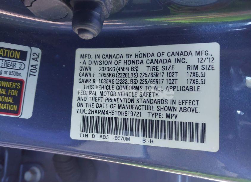 Photo 9 of 2013 Honda Cr-v EX (VIN 2HKRM4H51DH619721)