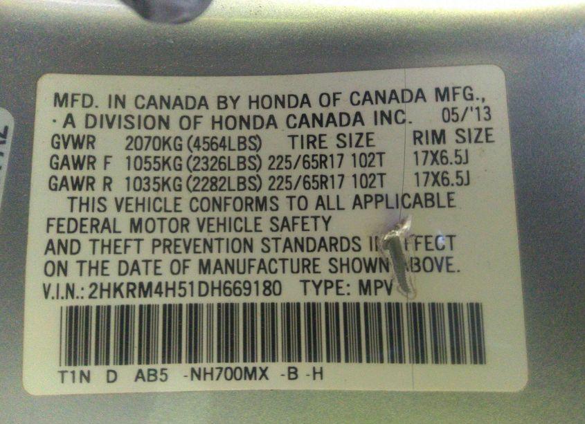 Photo 9 of 2013 Honda Cr-v EX (VIN 2HKRM4H51DH669180)