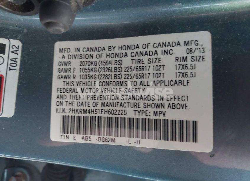 Photo 9 of 2014 Honda Cr-v EX (VIN 2HKRM4H51EH602225)