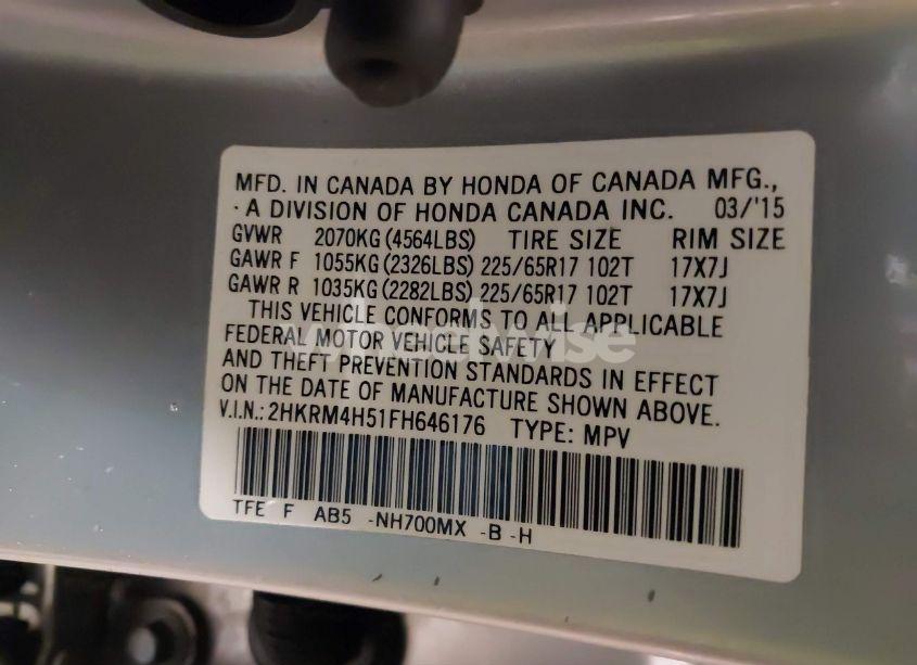 Photo 9 of 2015 Honda Cr-v EX (VIN 2HKRM4H51FH646176)