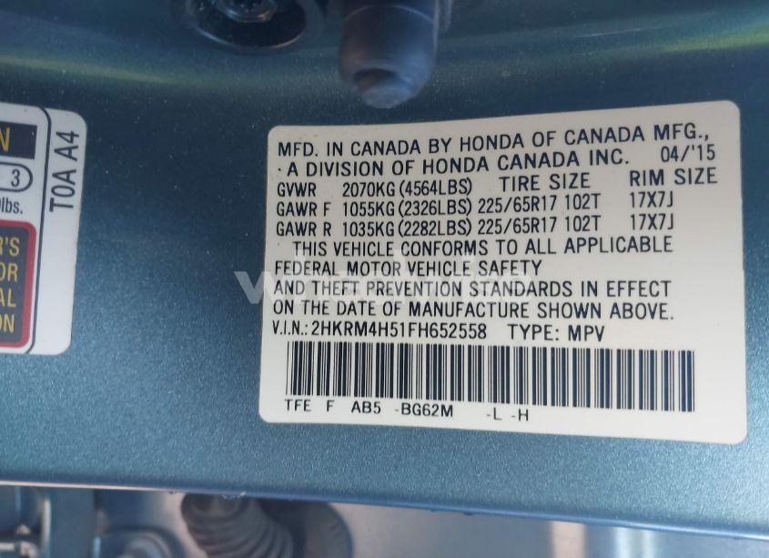 Photo 9 of 2015 Honda Cr-v EX (VIN 2HKRM4H51FH652558)