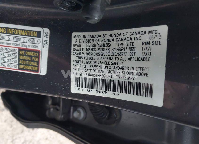 Photo 9 of 2015 Honda Cr-v EX (VIN 2HKRM4H51FH661034)
