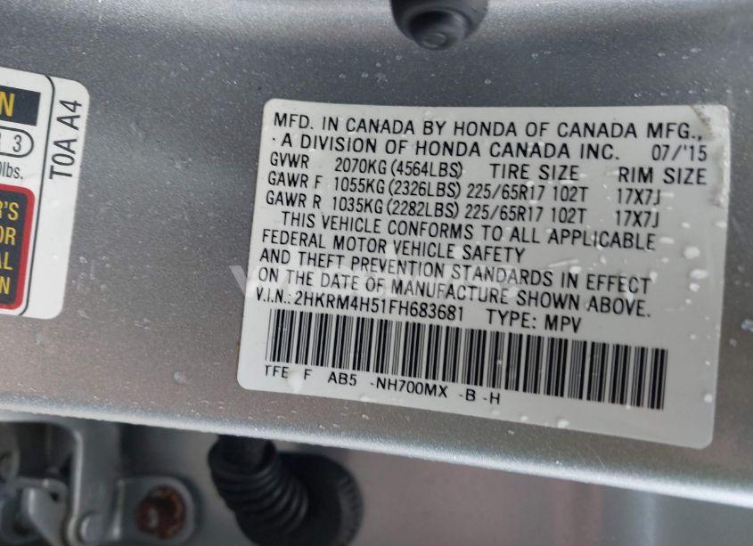 Photo 9 of 2015 Honda Cr-v EX (VIN 2HKRM4H51FH683681)