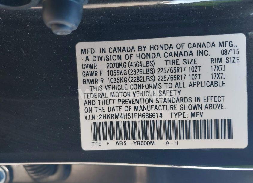 Photo 9 of 2015 Honda Cr-v EX (VIN 2HKRM4H51FH686614)