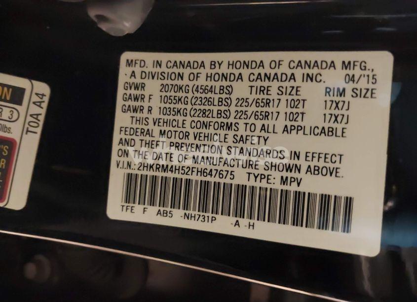 Photo 9 of 2015 Honda Cr-v EX (VIN 2HKRM4H52FH647675)