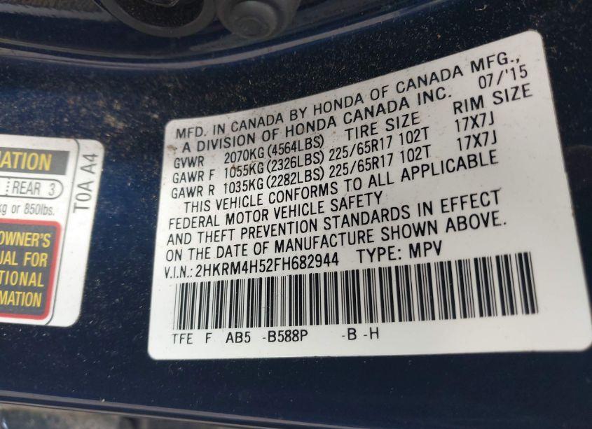 Photo 9 of 2015 Honda Cr-v EX (VIN 2HKRM4H52FH682944)