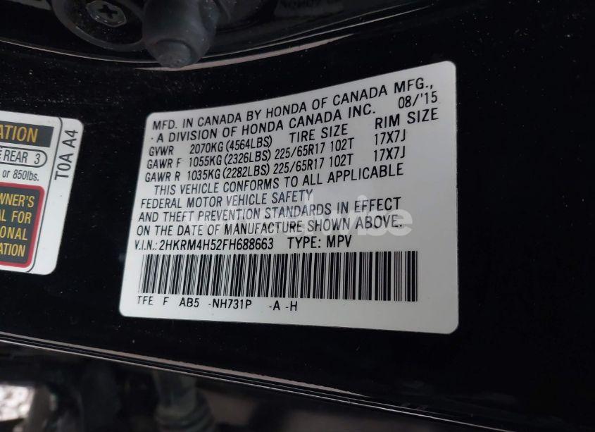 Photo 9 of 2015 Honda Cr-v EX (VIN 2HKRM4H52FH688663)