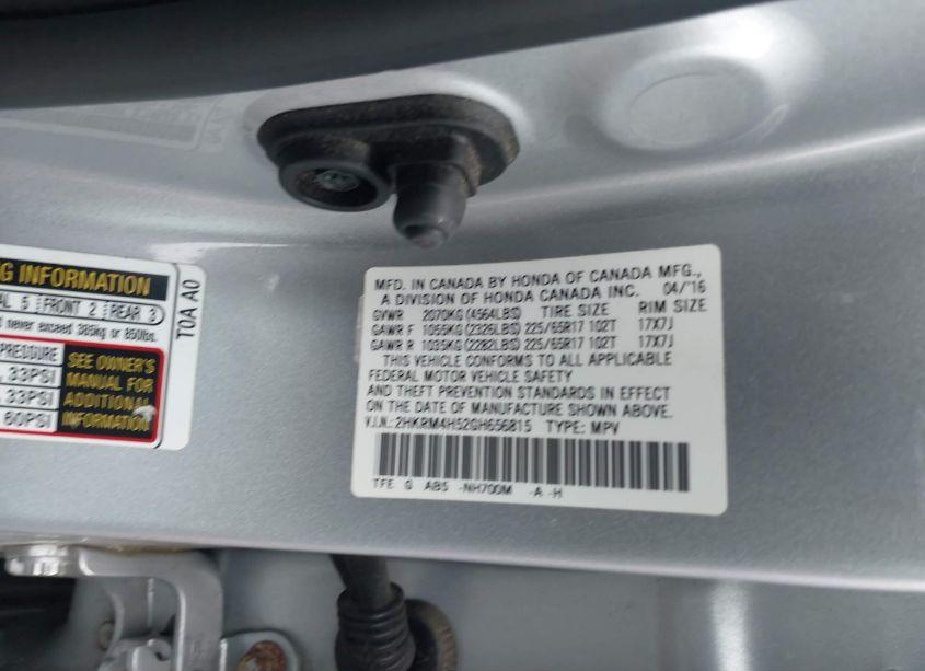 Photo 9 of 2016 Honda Cr-v EX (VIN 2HKRM4H52GH656815)