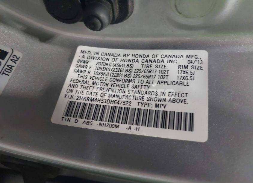Photo 9 of 2013 Honda Cr-v EX (VIN 2HKRM4H53DH647522)